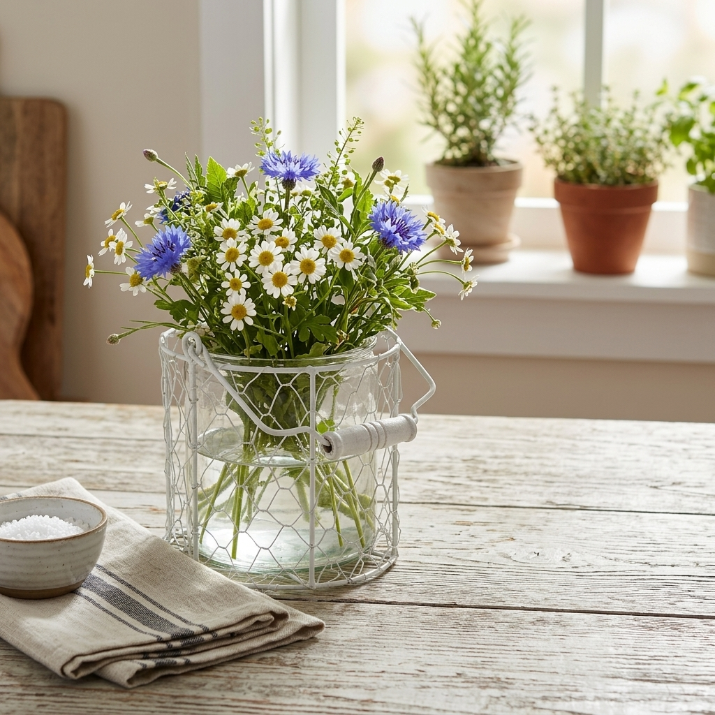 15S001W - Belen Jar & Wire Basket - Round
