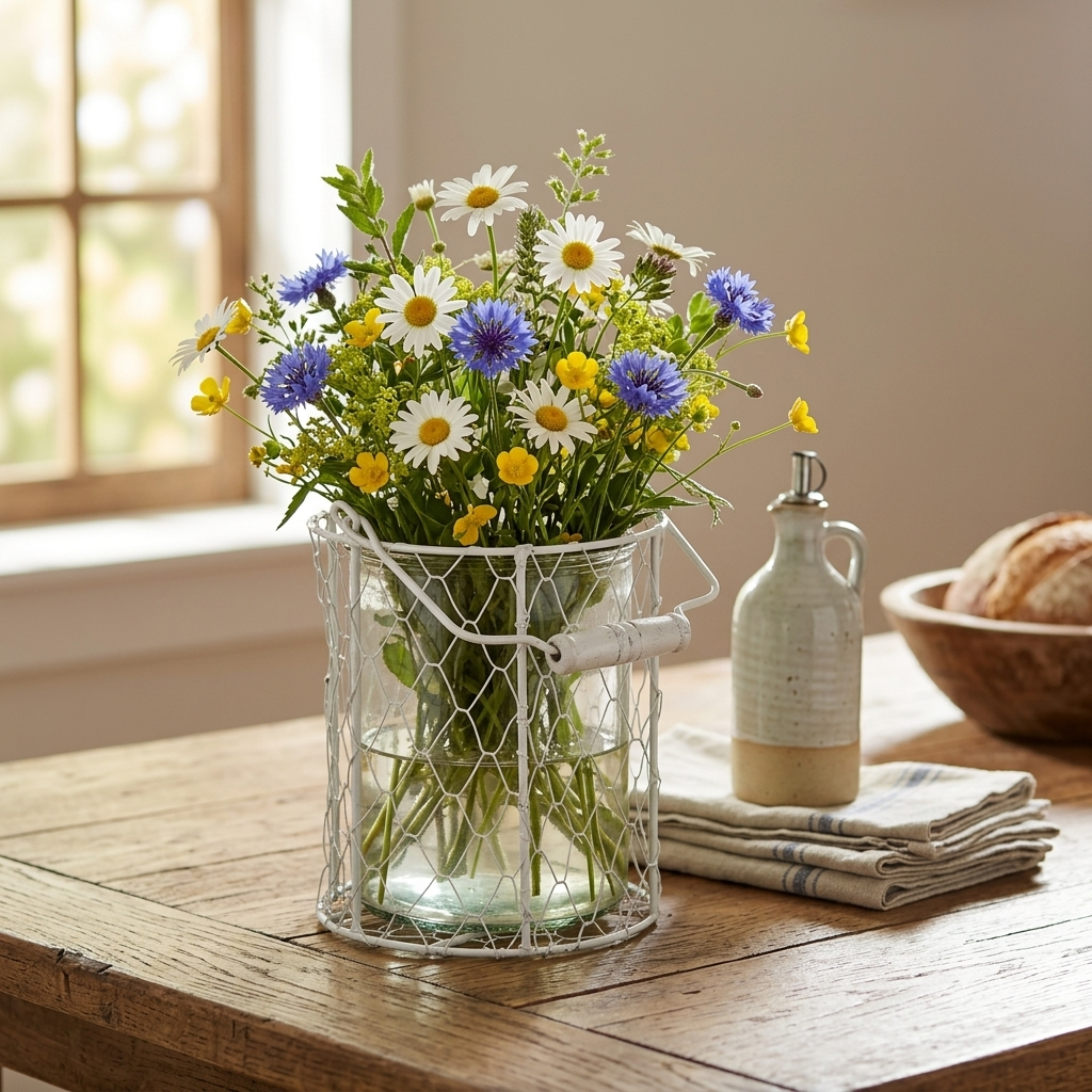 15S001W - Belen Jar & Wire Basket - Round