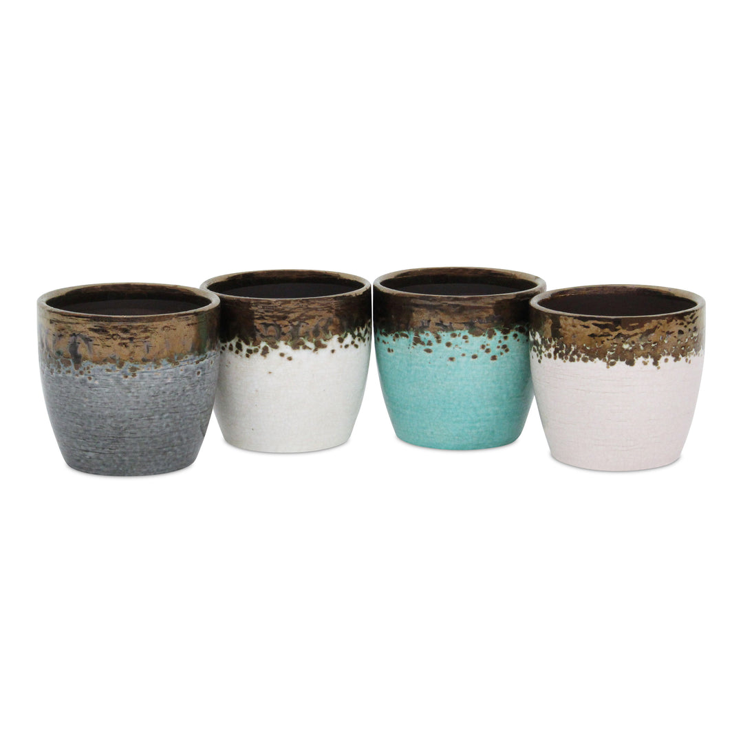 5330 - Junius Electroplate Ceramic Pot