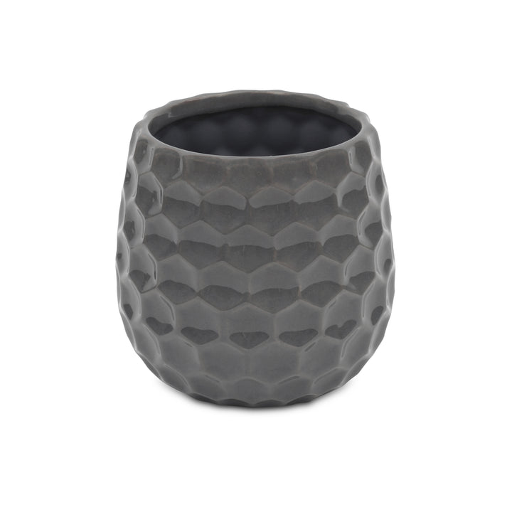 5592GR - Farrier Hexagon  Gray Ceramic Pot