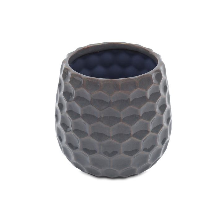 5592GR - Farrier Hexagon  Gray Ceramic Pot