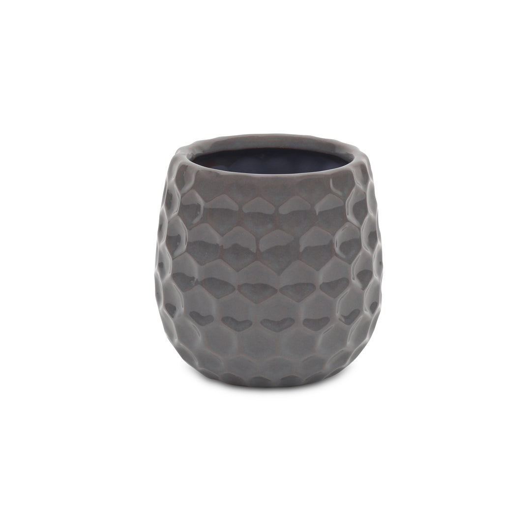 5592GR - Farrier Hexagon  Gray Ceramic Pot
