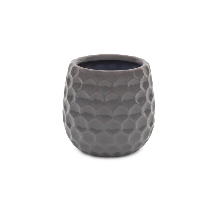 5592GR - Farrier Hexagon  Gray Ceramic Pot