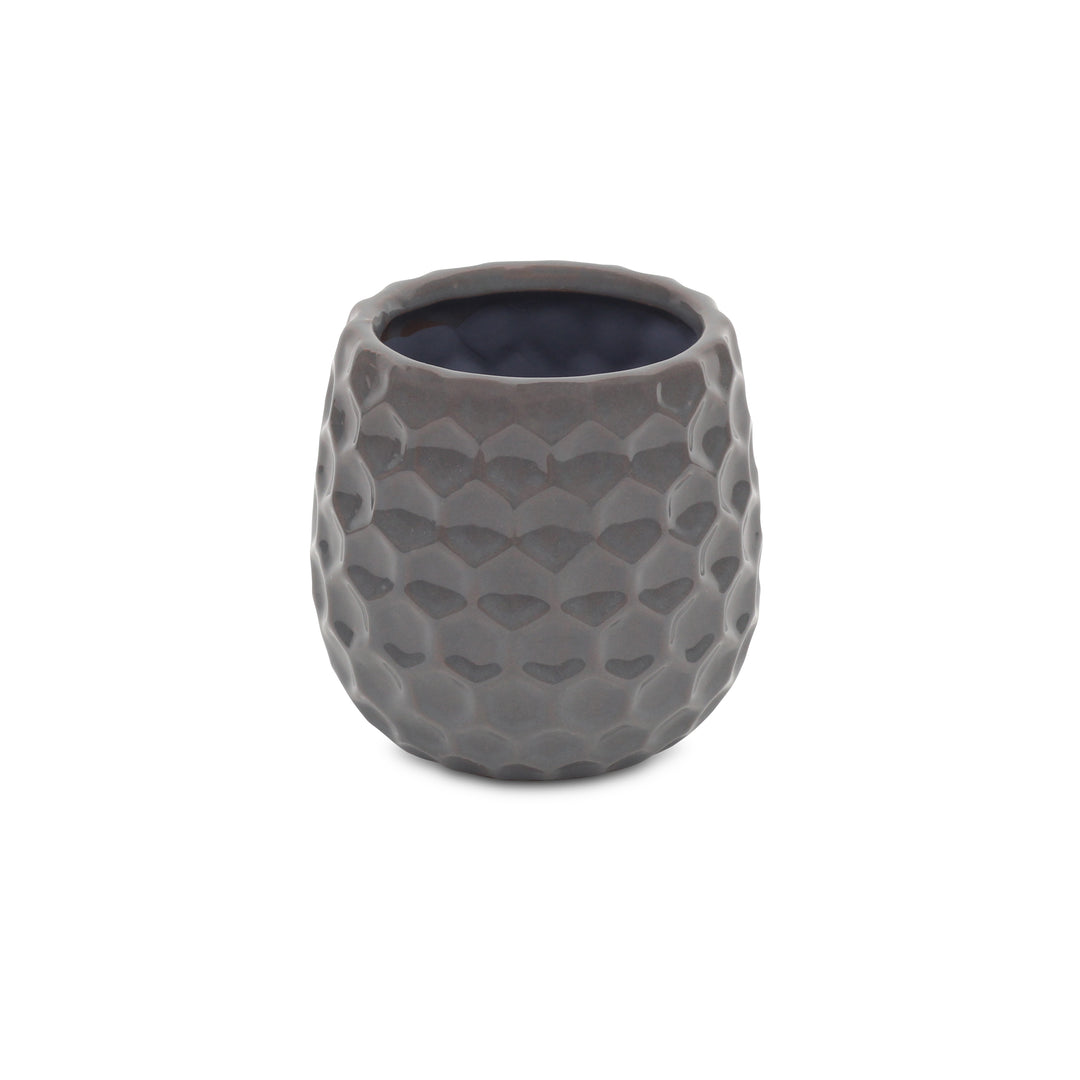 5592GR - Farrier Hexagon  Gray Ceramic Pot