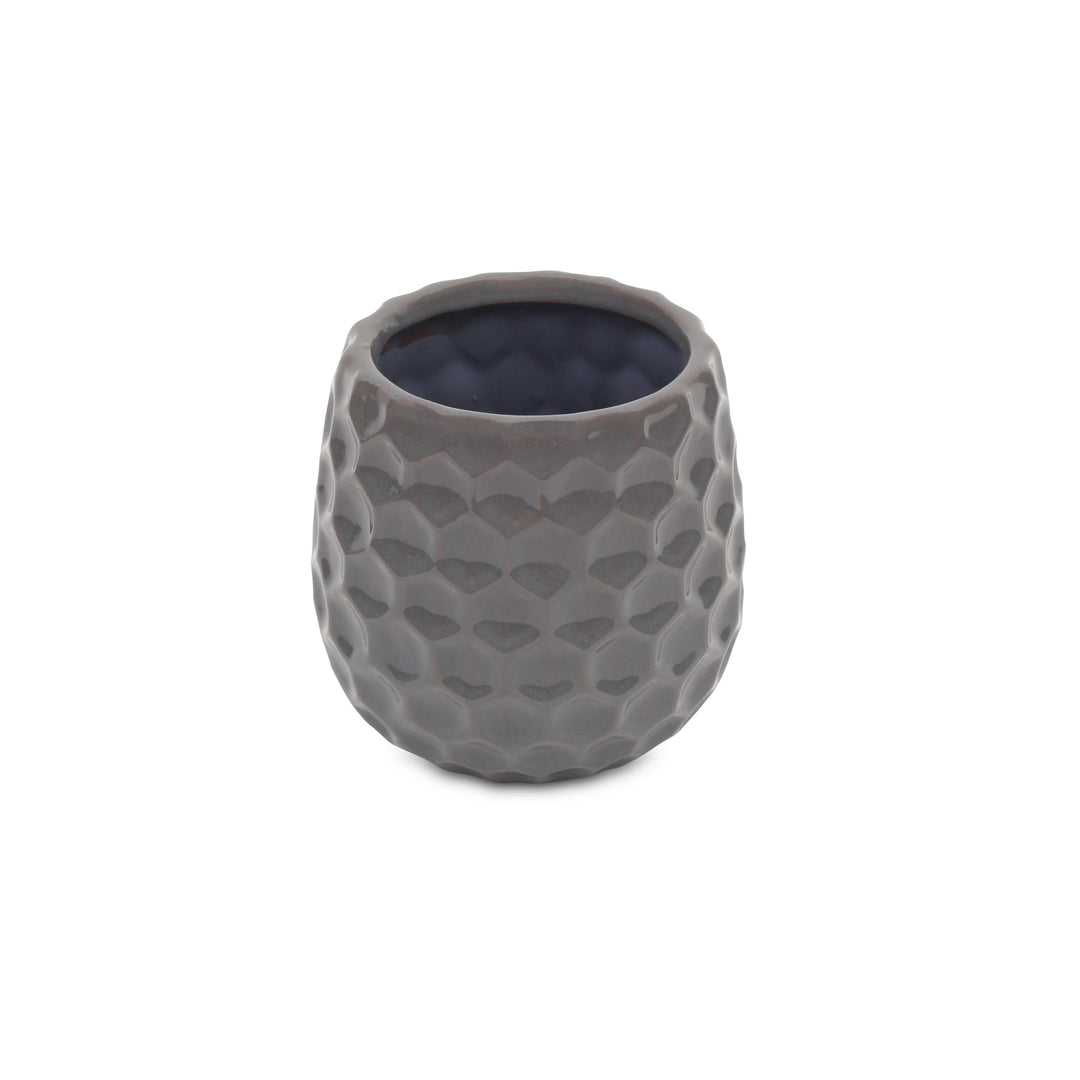 5592GR - Farrier Hexagon  Gray Ceramic Pot