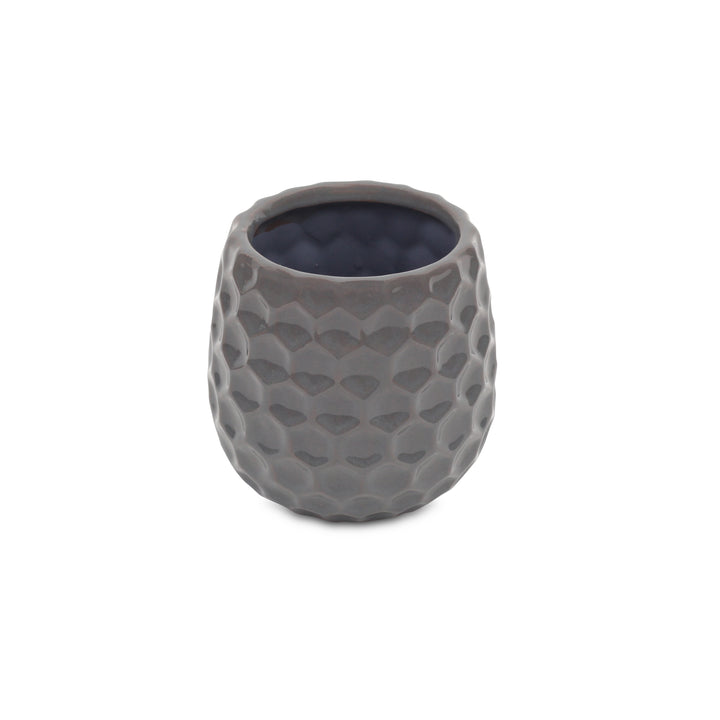 5592GR - Farrier Hexagon  Gray Ceramic Pot