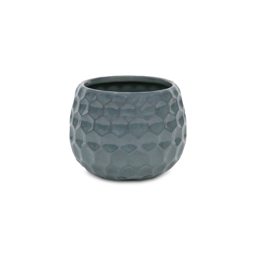 5592BL - Farrier Hexagon  Blue Ceramic Pot