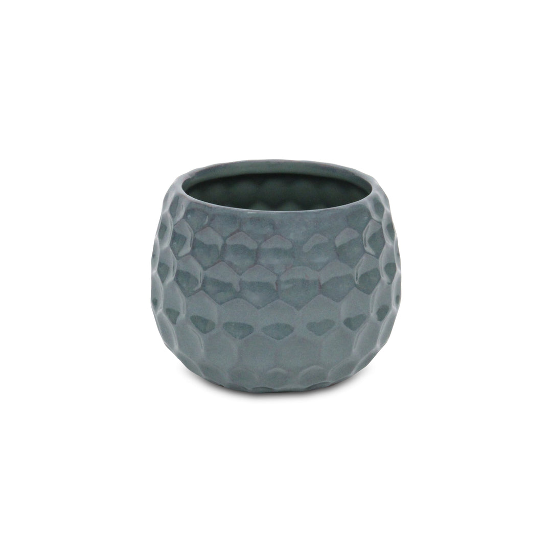 5592BL - Farrier Hexagon  Blue Ceramic Pot