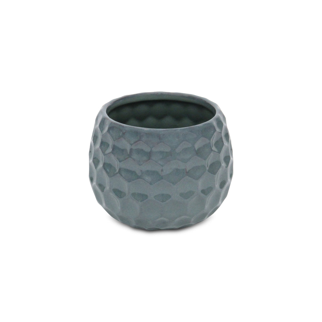 5592BL - Farrier Hexagon  Blue Ceramic Pot