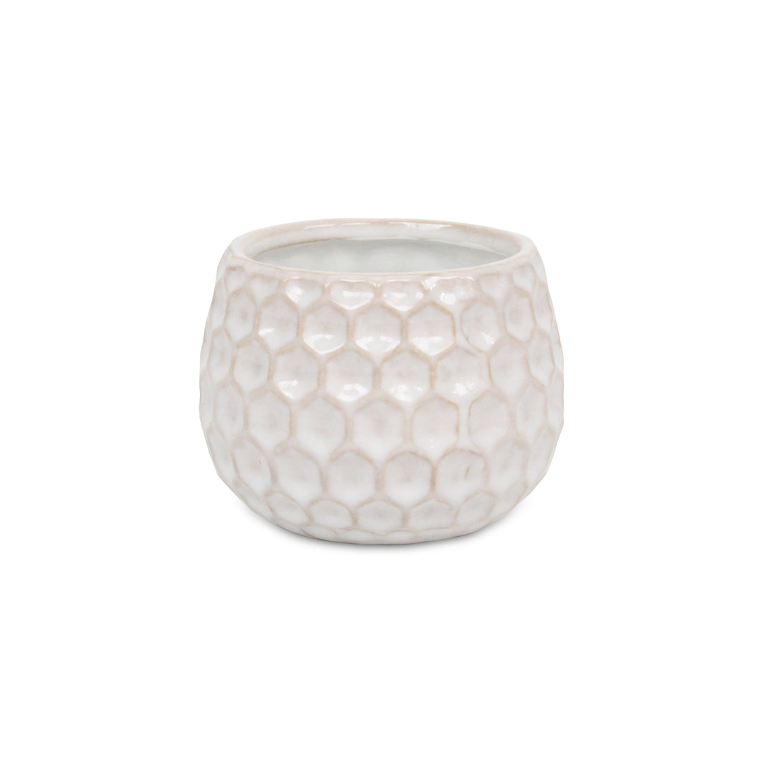 5592WT - Farrier Hexagon  White Ceramic Pot