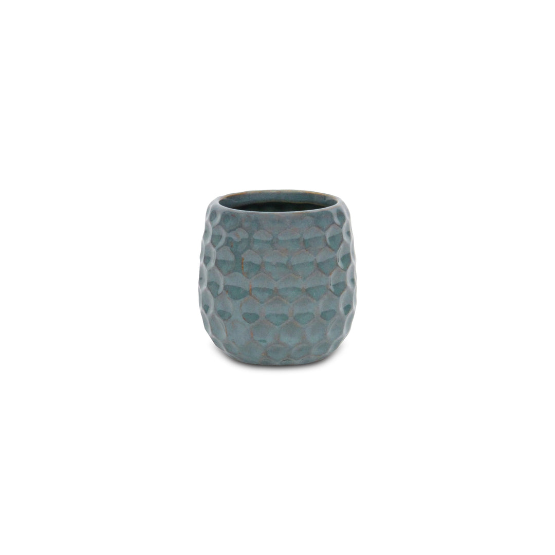 5592BL - Farrier Hexagon  Blue Ceramic Pot