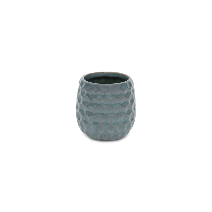 5592BL - Farrier Hexagon  Blue Ceramic Pot