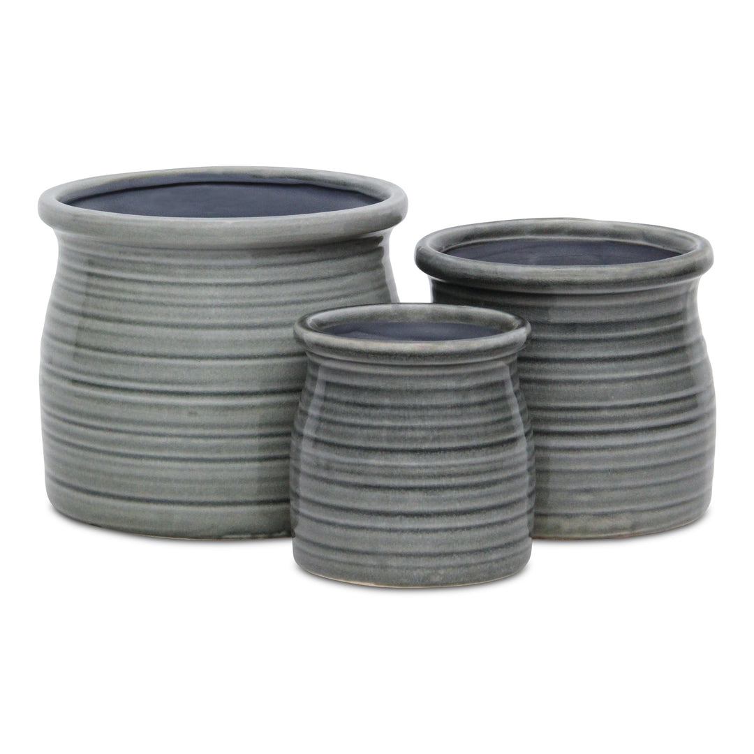 5662GR - Kifon Gray Curved Ceramic Pot