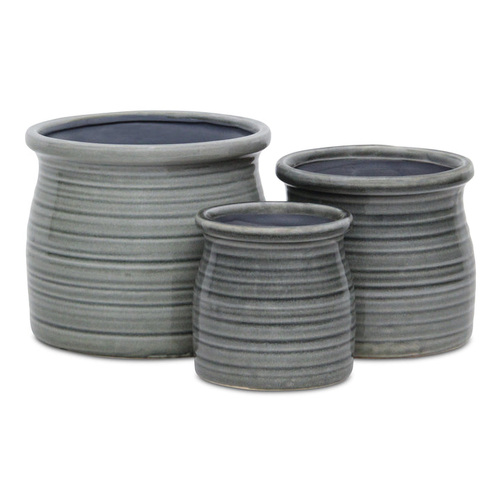 5662GR - Kifon Gray Curved Ceramic Pot