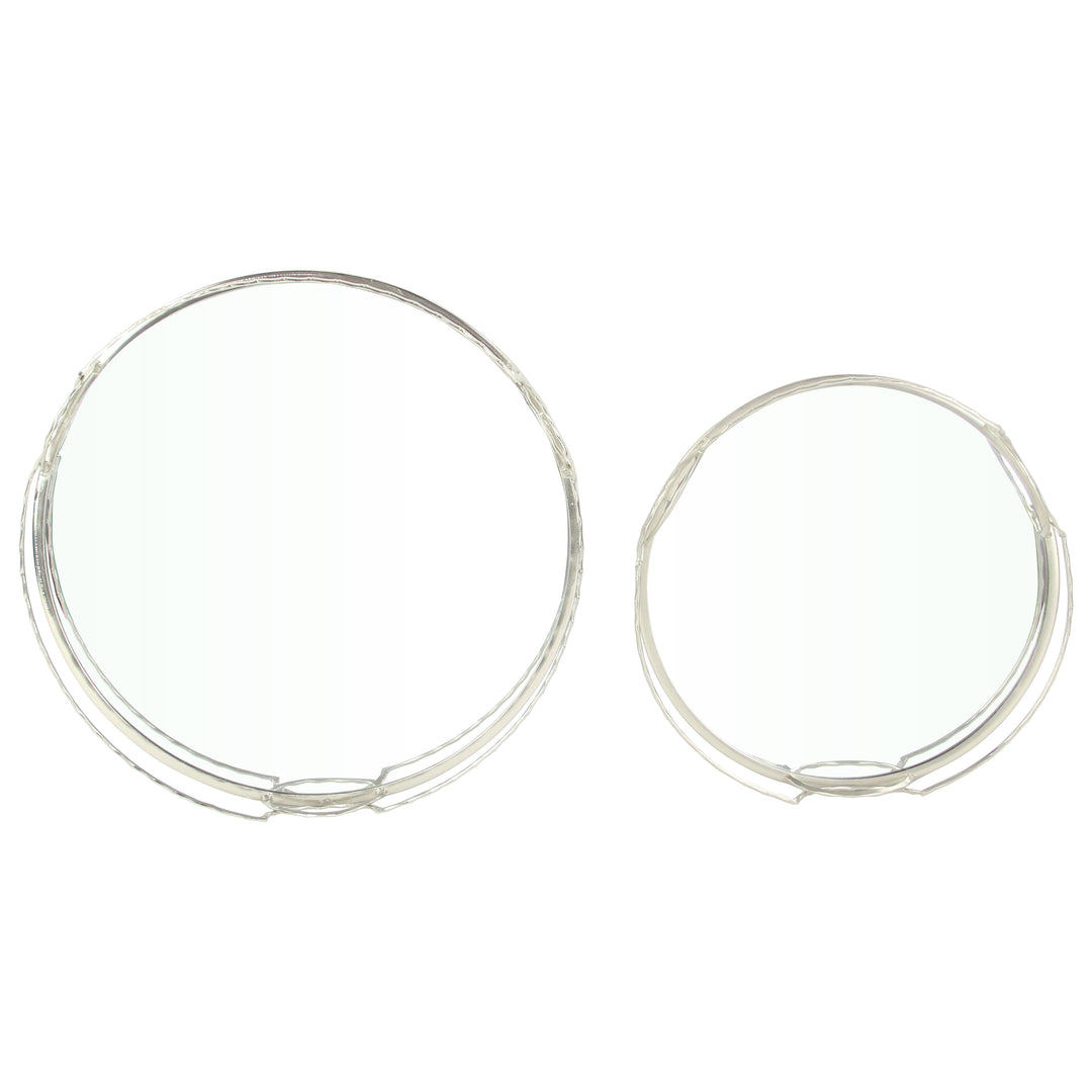 5694-2SV - Mianzi Metal Bamboo Silver Trays