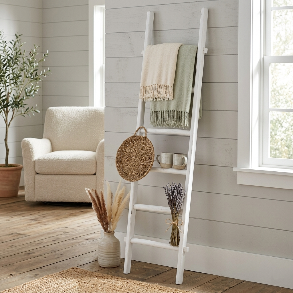 5818WT - Atwater Rustic White Ladder