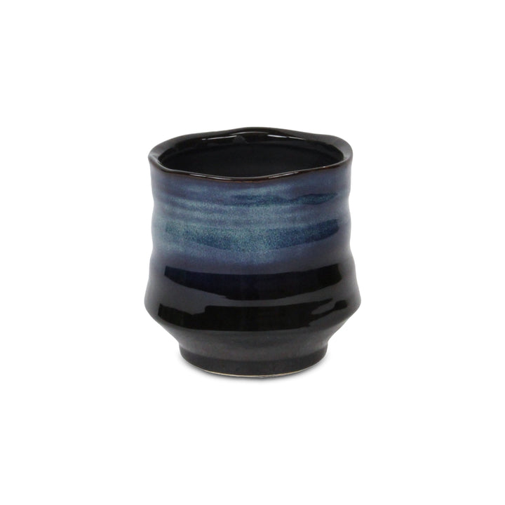5948BL - Perlacea Curved Round Blue Pot
