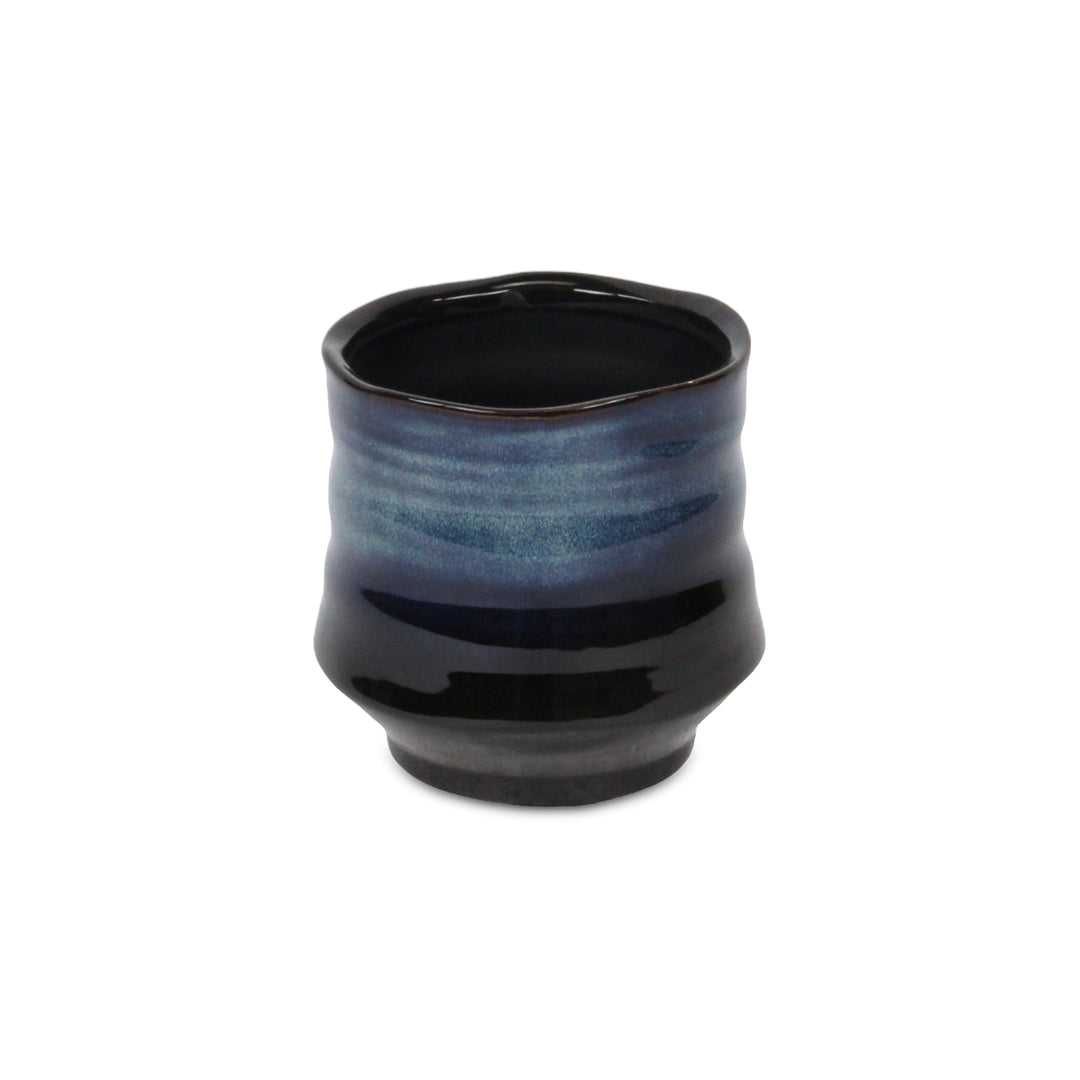5948BL - Perlacea Curved Round Blue Pot