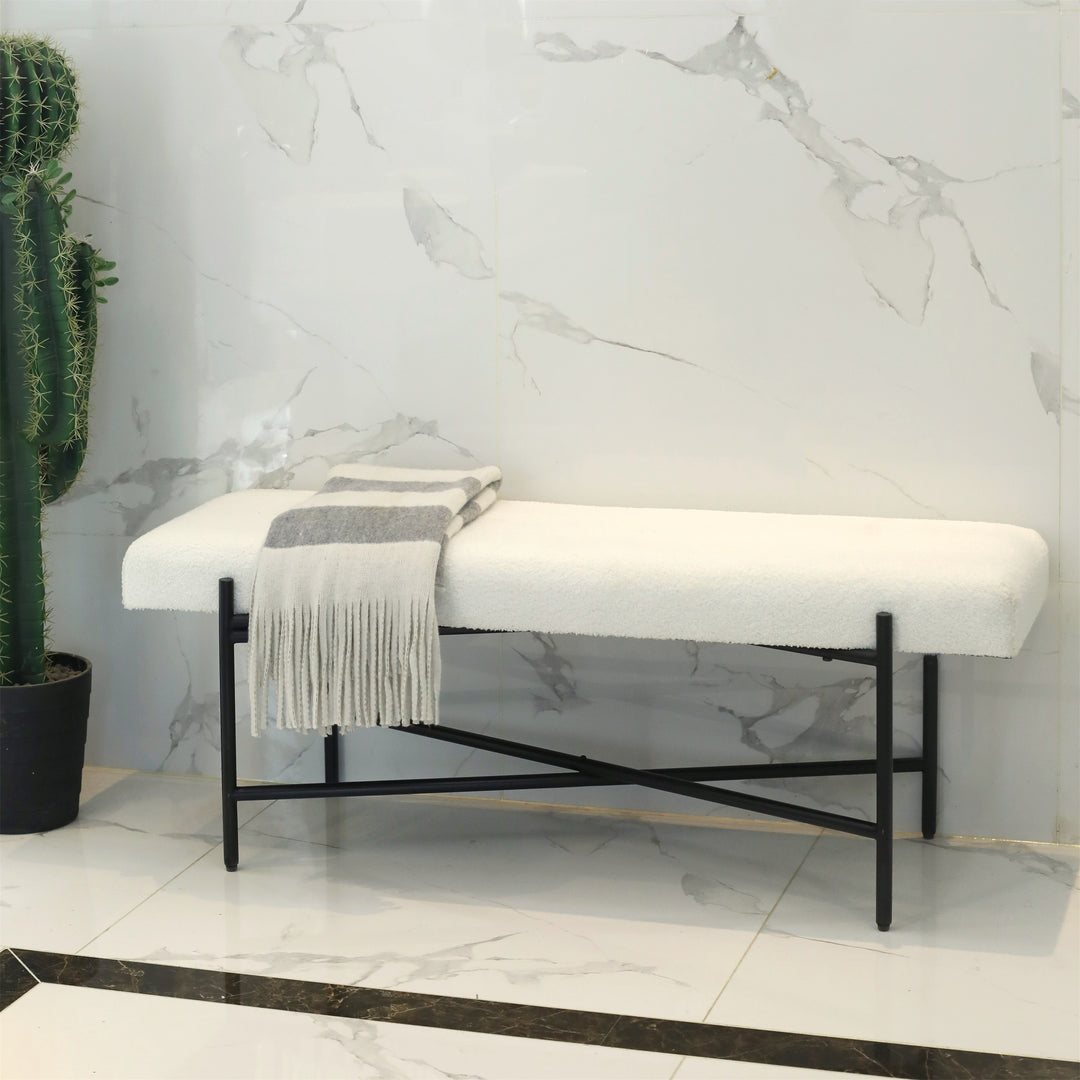 5967 - Tingri White Cushion Bench