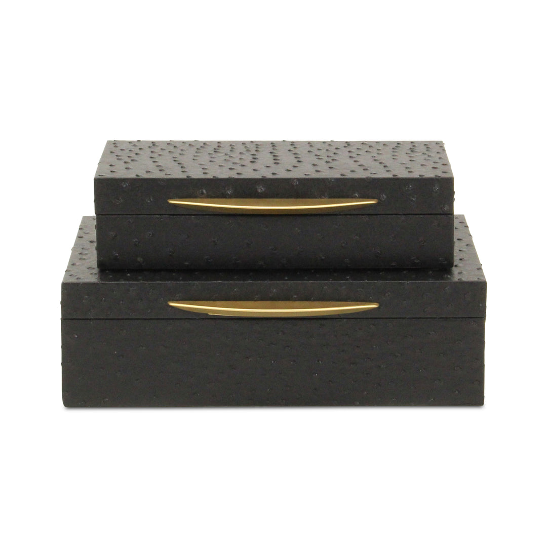 6053-2BKOS - Canorus Ostritch Pattern Box Set - Black
