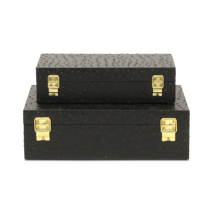 6053-2BKOS - Canorus Ostritch Pattern Box Set - Black