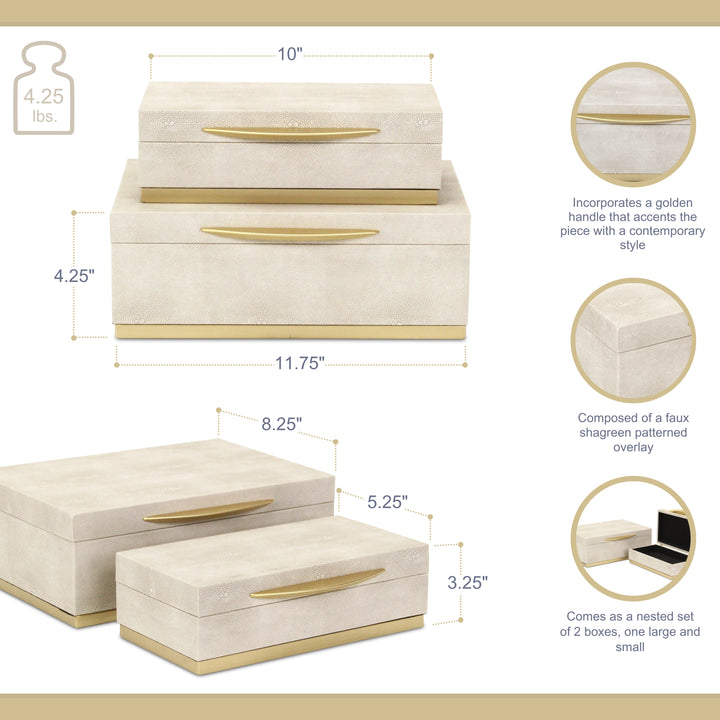 6054-2 - Zynova Rectangle Shagreen Boxes