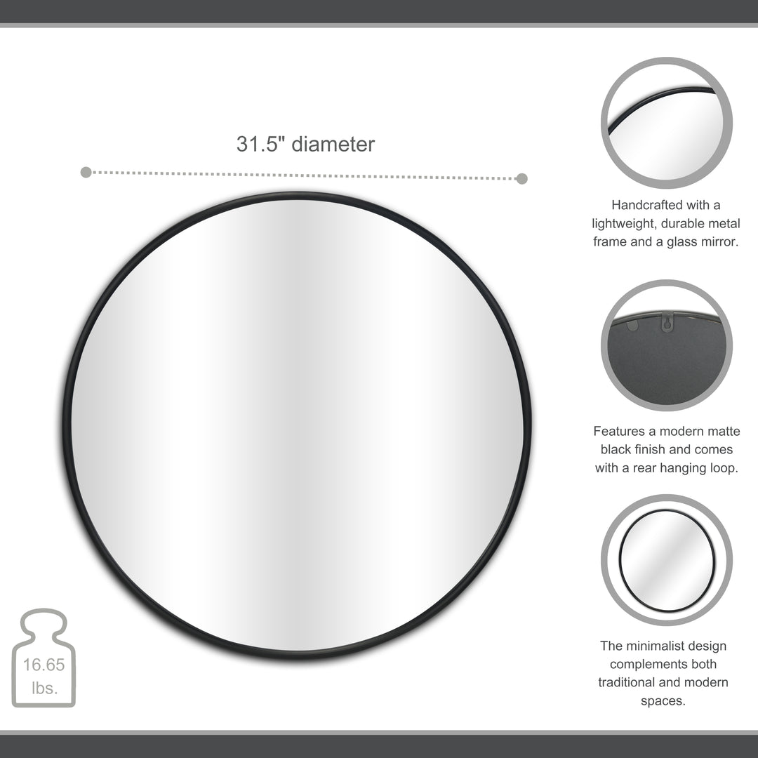 6109BK - Vista Round Wall Mirror