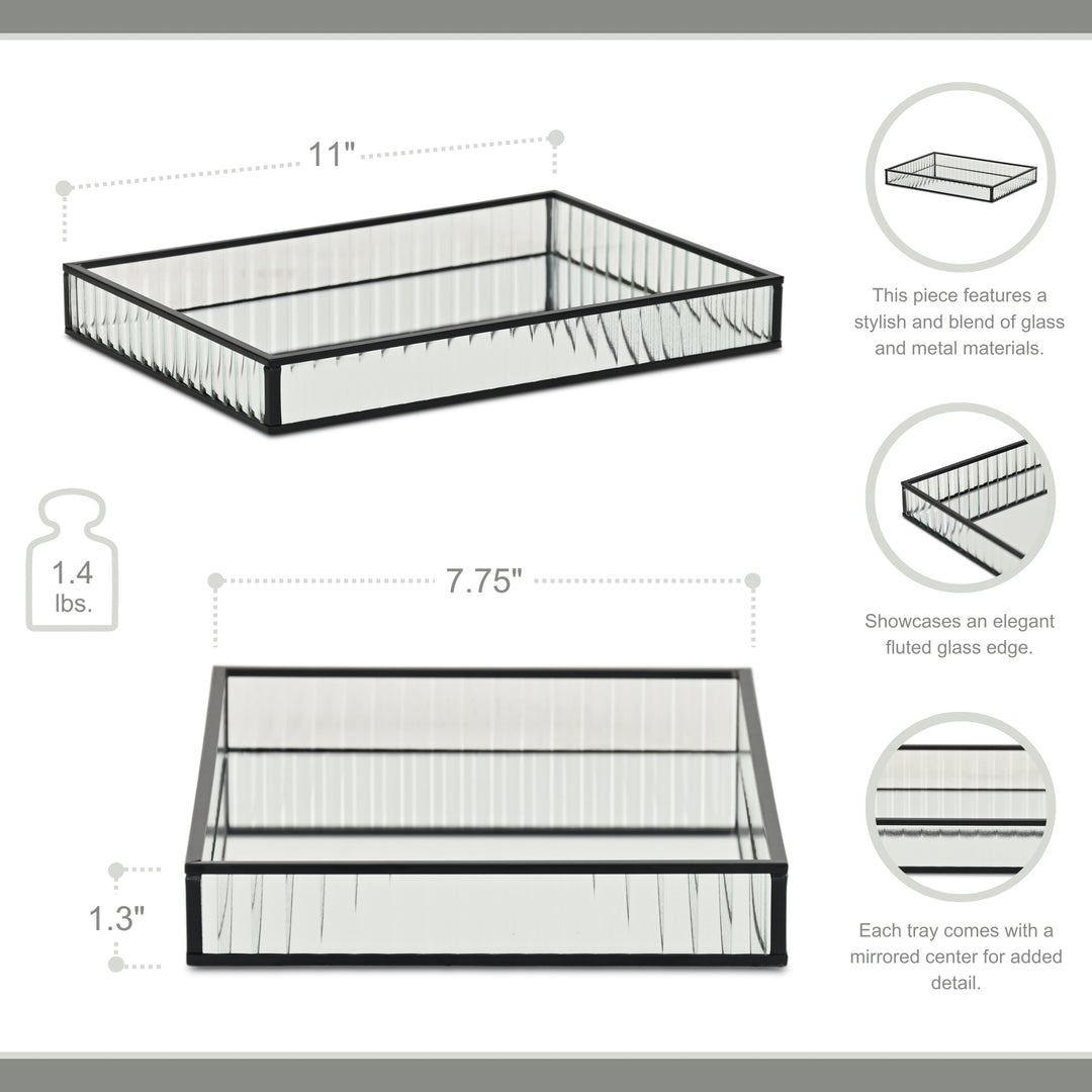 6136BK - Veldra Black Rect Glass Tray