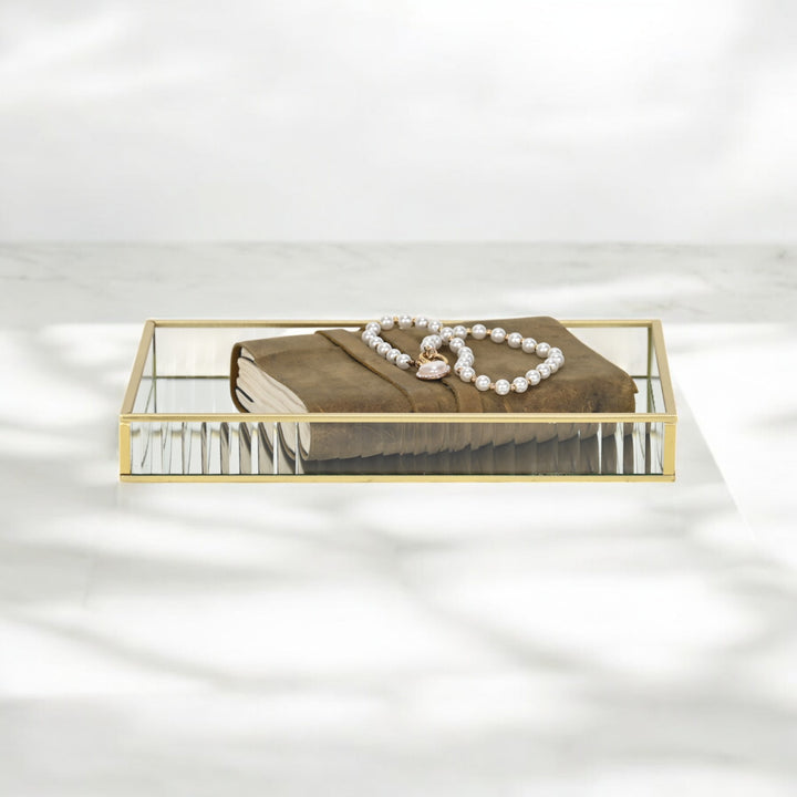 6136GD - Veldra Gold Rect Glass Tray