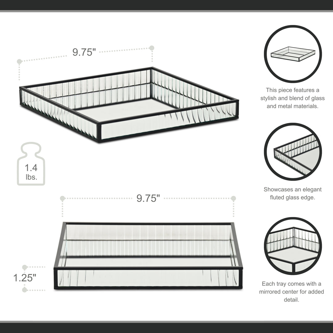 6137BK - Veldra Black Square Glass Tray
