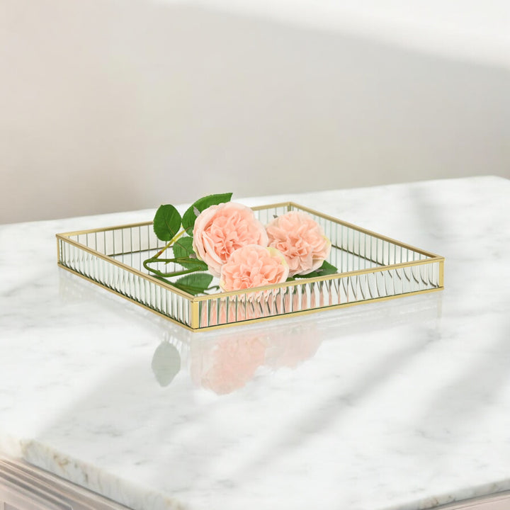 6137GD - Veldra Gold Square Glass Tray