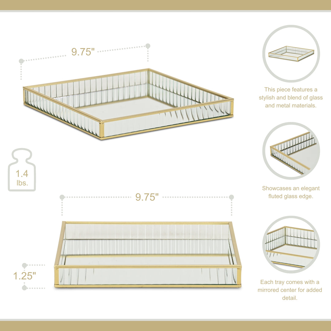 6137GD - Veldra Gold Square Glass Tray