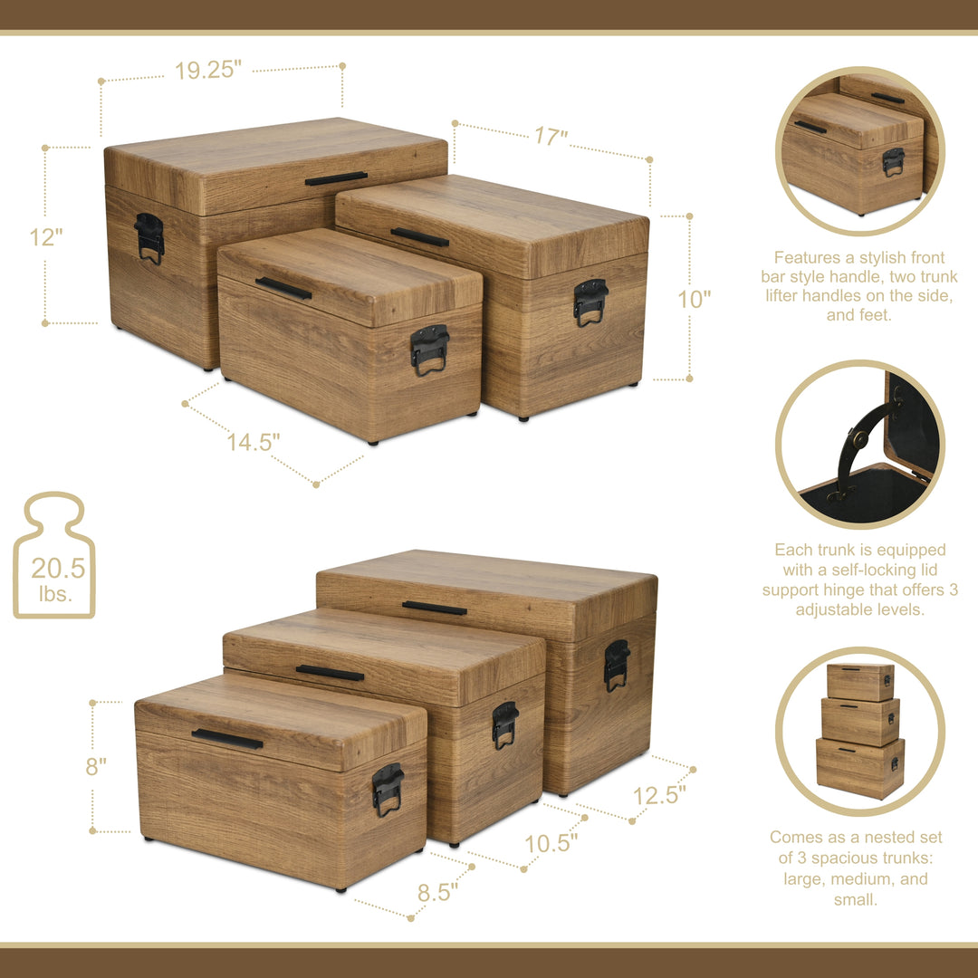6145-3BR - Sable Set of 3 Trunks - Brown