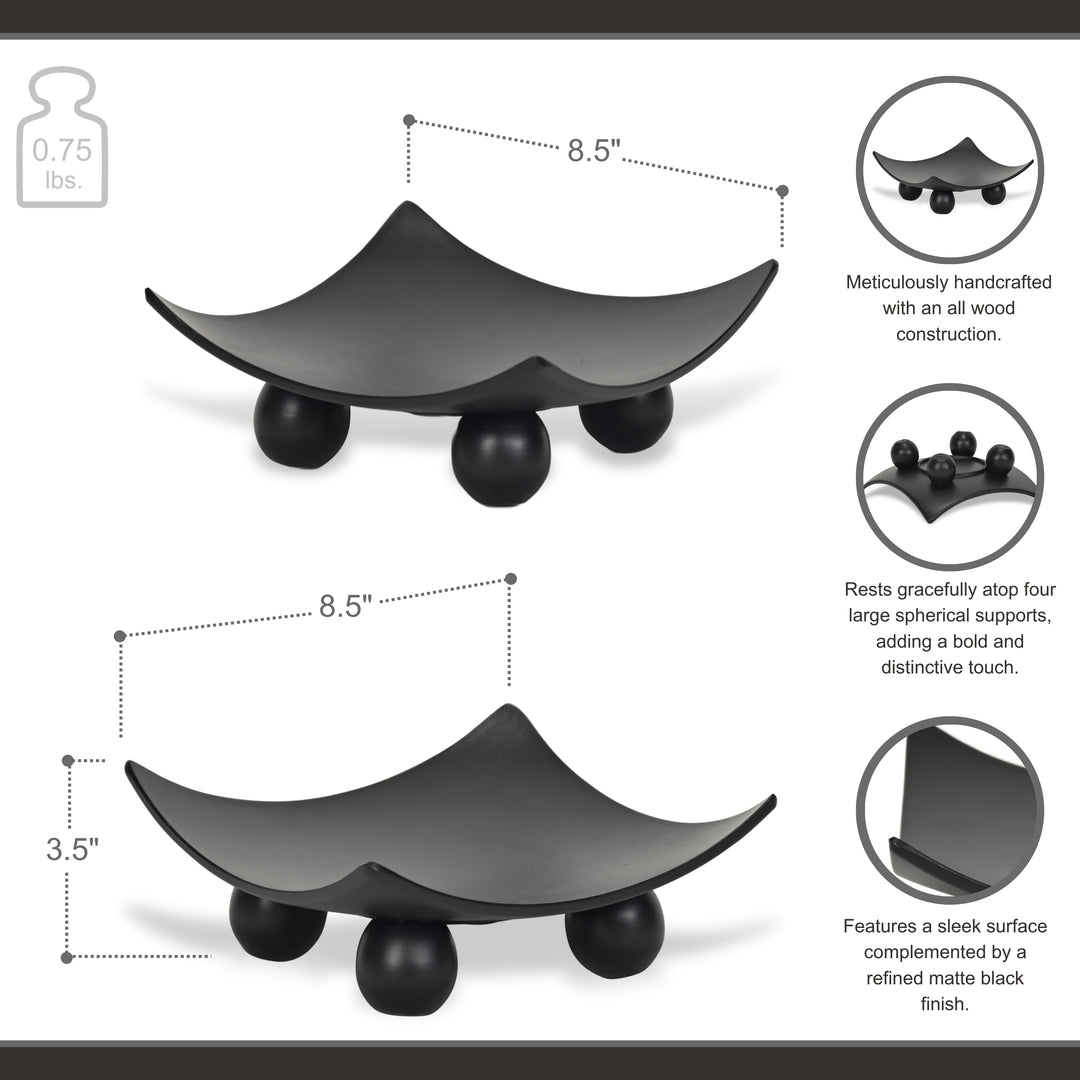 6159BK - Clyne Curved Wood Tray