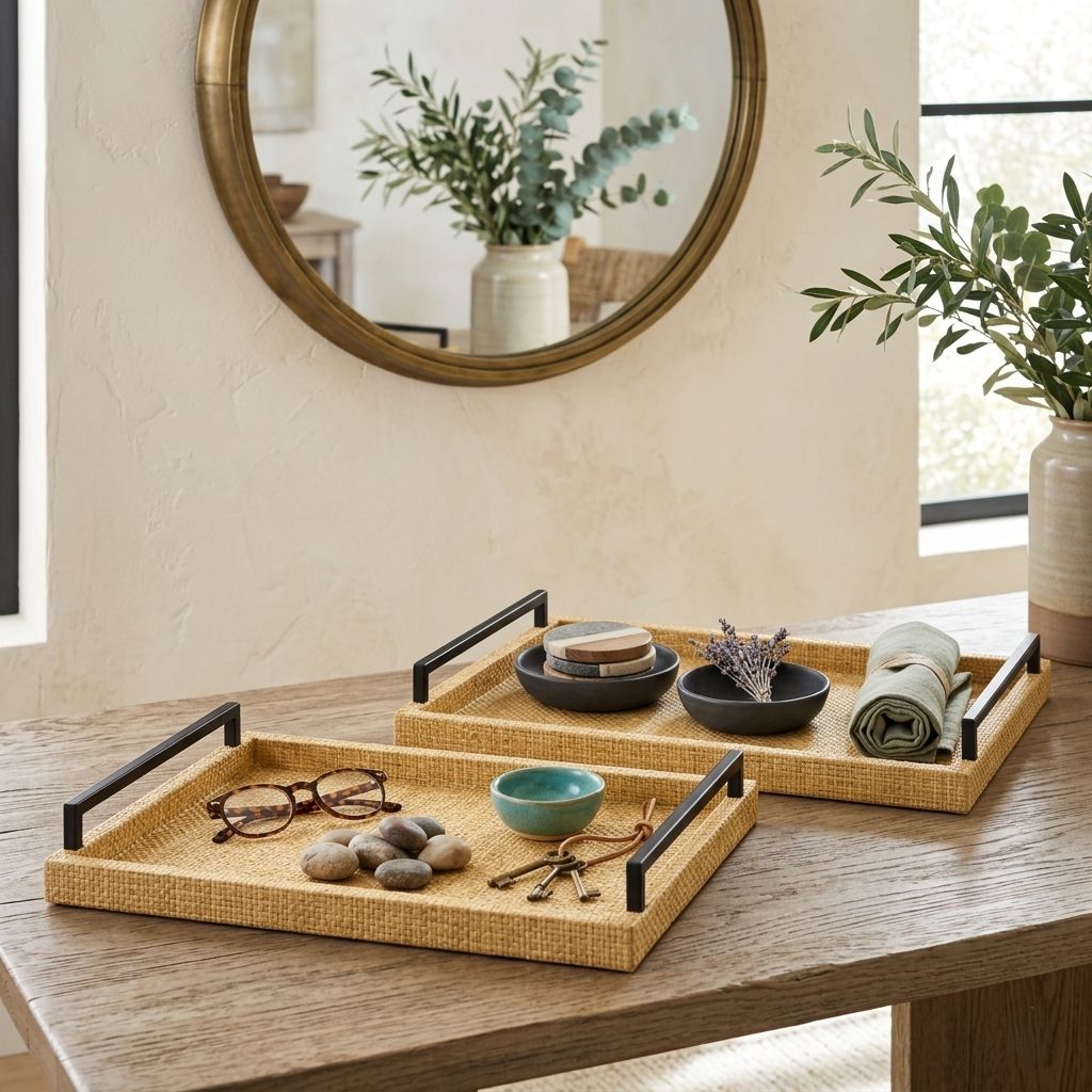 6181-2 - Ferelith Artafiber Wicker Style Tray Set