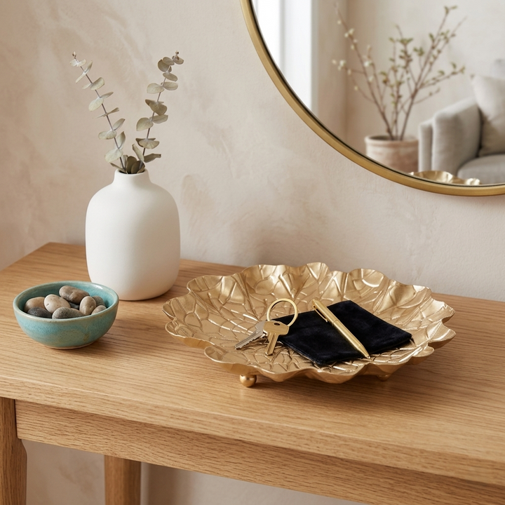 6195GD - Delphine Metal Lilypad Catchall Tray