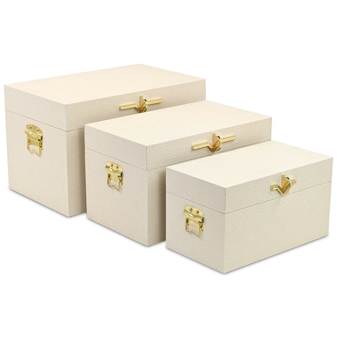 6200-3CR - Araminta Set of 3 Vinyl Trunks - Cream