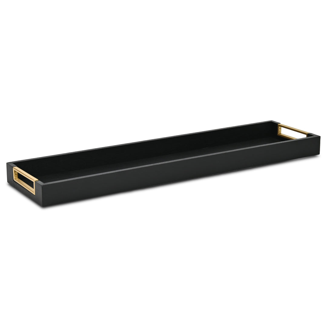 6212BK - Nyssa Black & Gold Wood Tray