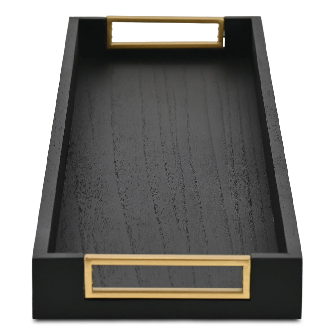 6212BK - Nyssa Black & Gold Wood Tray