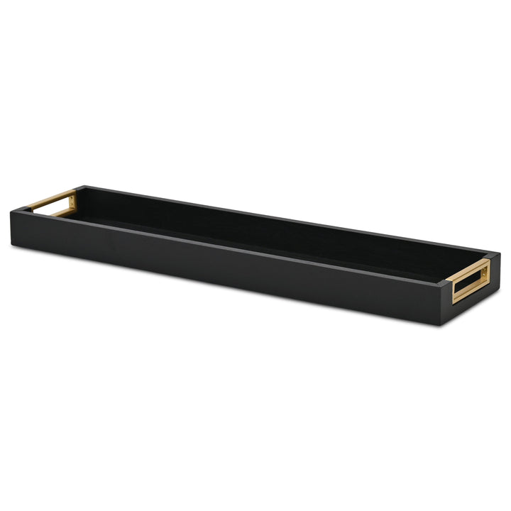 6212BK - Nyssa Black & Gold Wood Tray