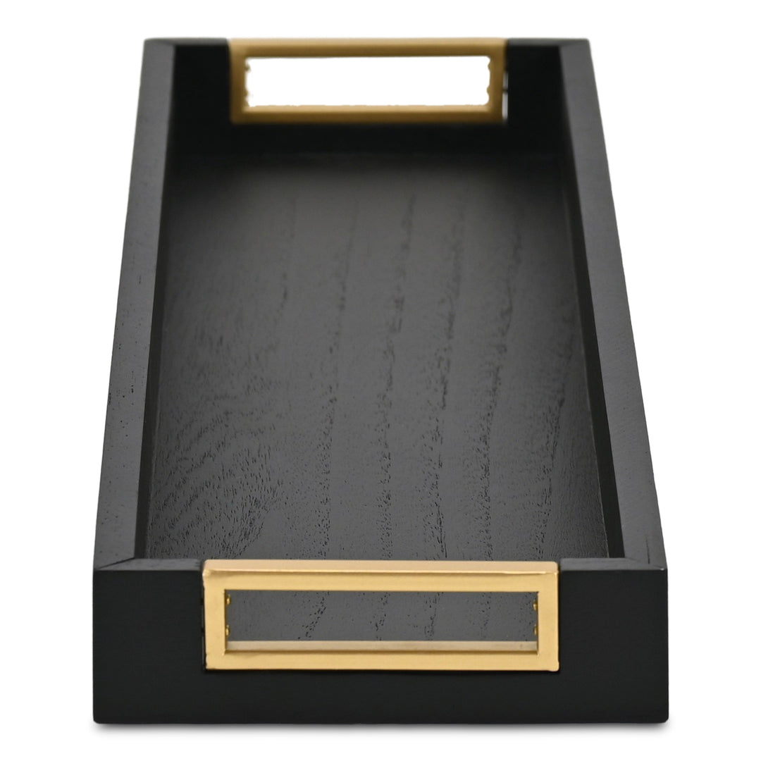 6212BK - Nyssa Black & Gold Wood Tray