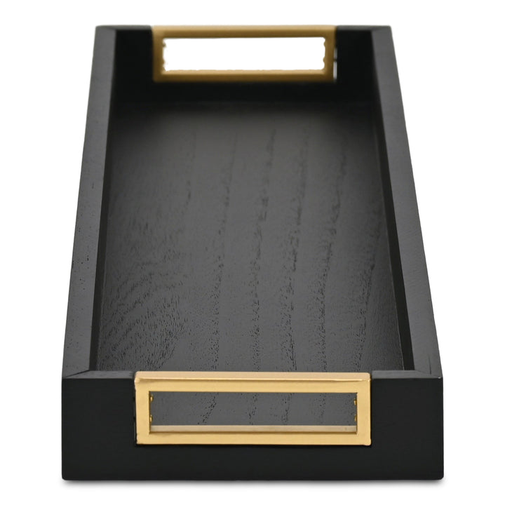 6212BK - Nyssa Black & Gold Wood Tray