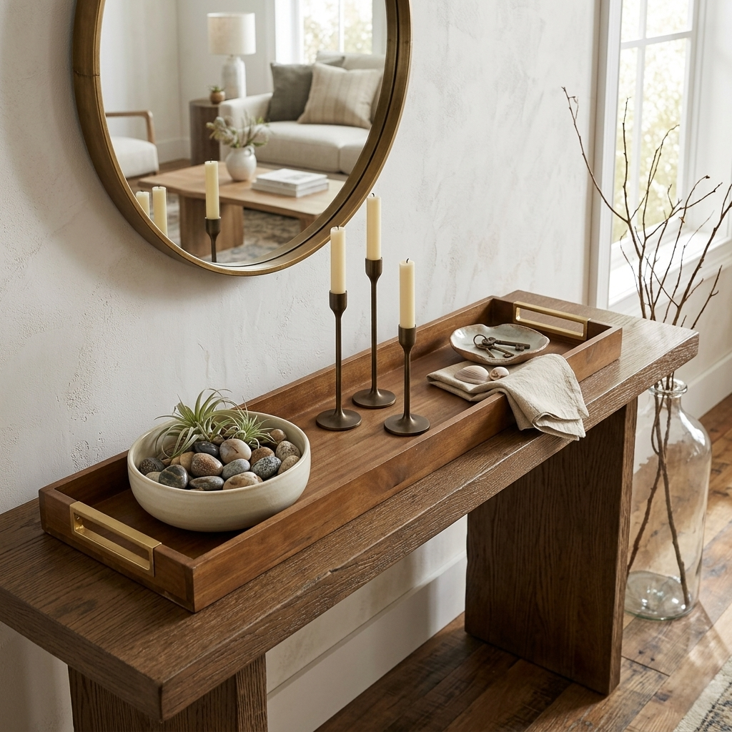 6212BR - Nyssa Brown & Gold Wood Tray