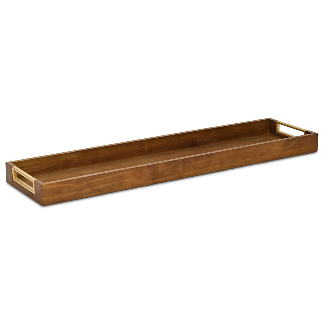 6212BR - Nyssa Brown & Gold Wood Tray
