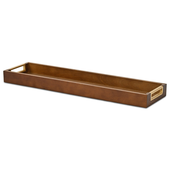 6212BR - Nyssa Brown & Gold Wood Tray