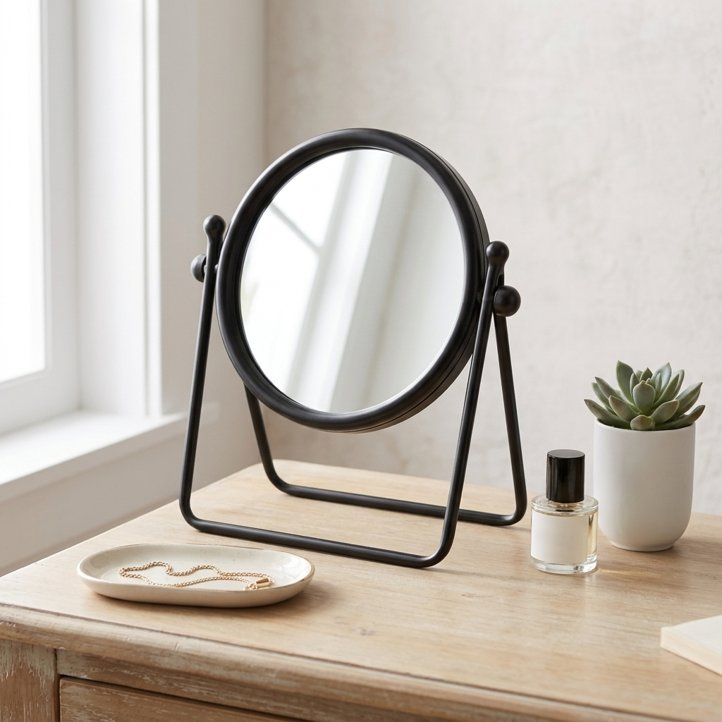 6229 - Clarimond Round Metal Table Mirror