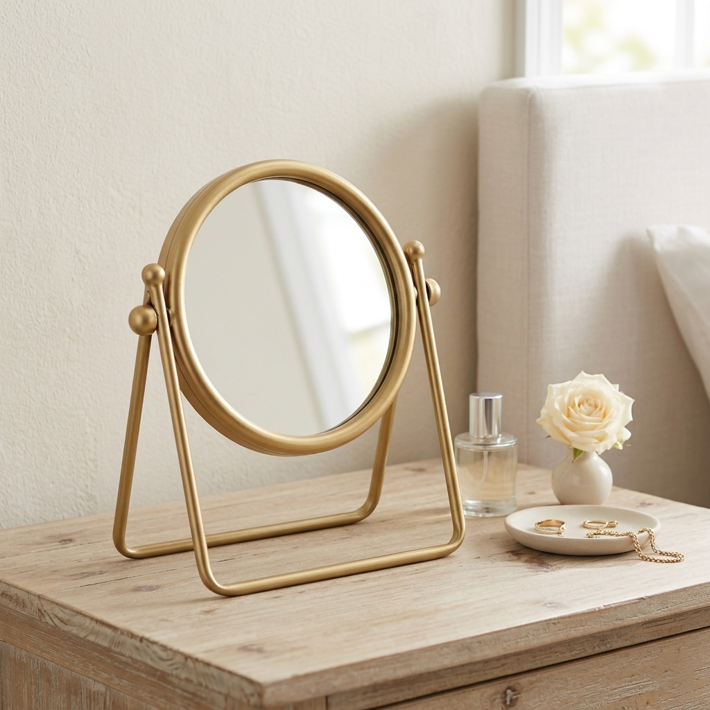 6229 - Clarimond Round Metal Table Mirror