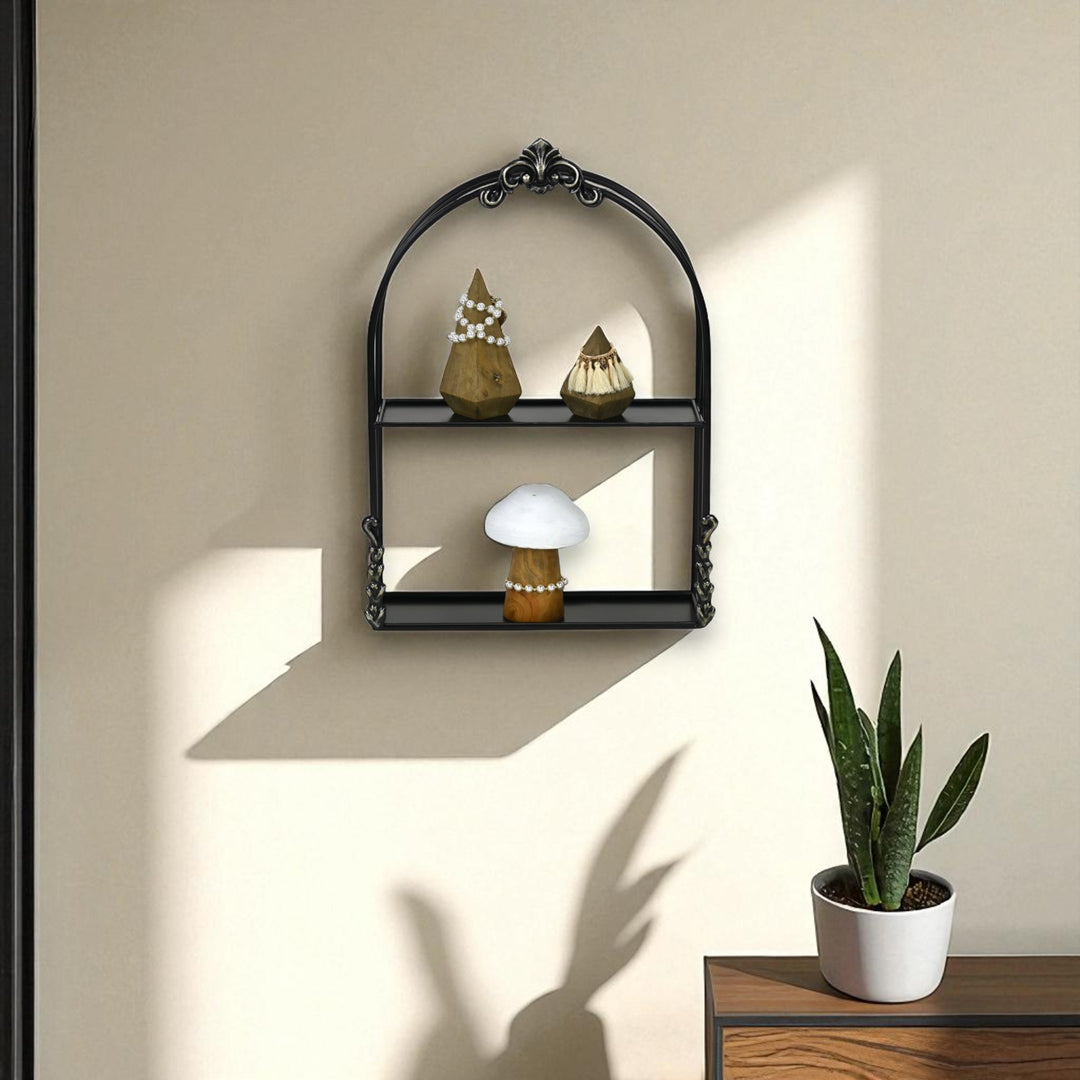 6230BK - Sophronia Two Tier Vintage Wall Shelf