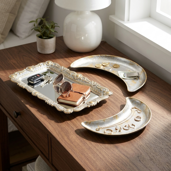6243SV - Ecara Silver Metal Table Tray