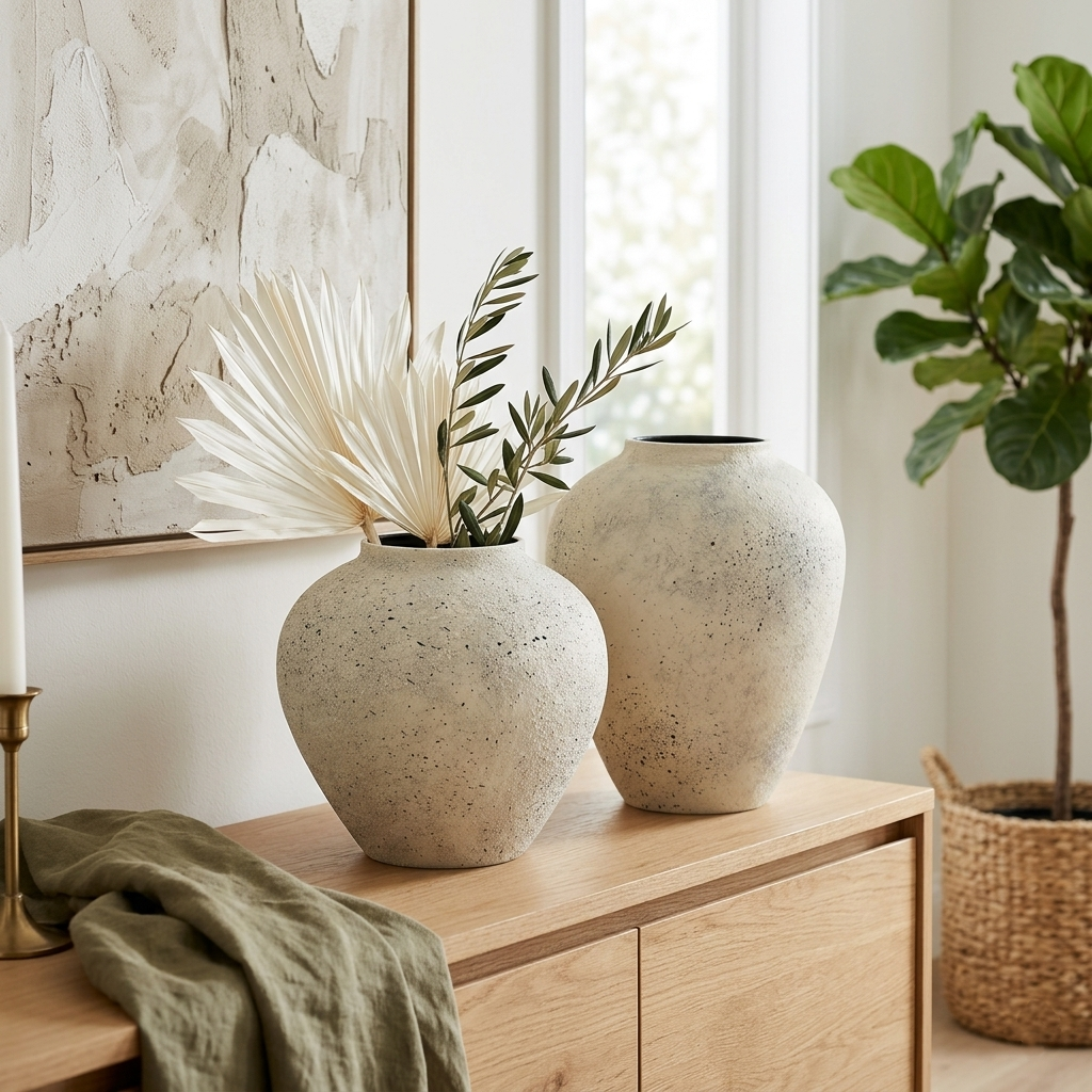 6245 - Tsaura Rustic White Tall Vase